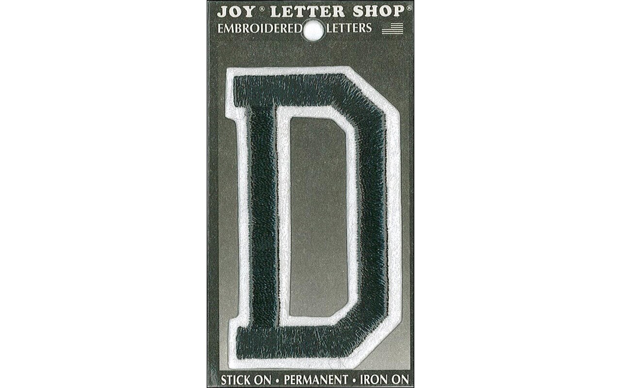 Joy Applique Letter Iron On Varsity 3&#x22; Black D